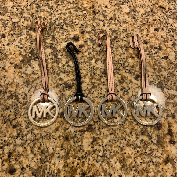 Michael Kors Keychain Bag Charm Fob Lot Leather Brass Silver Logo